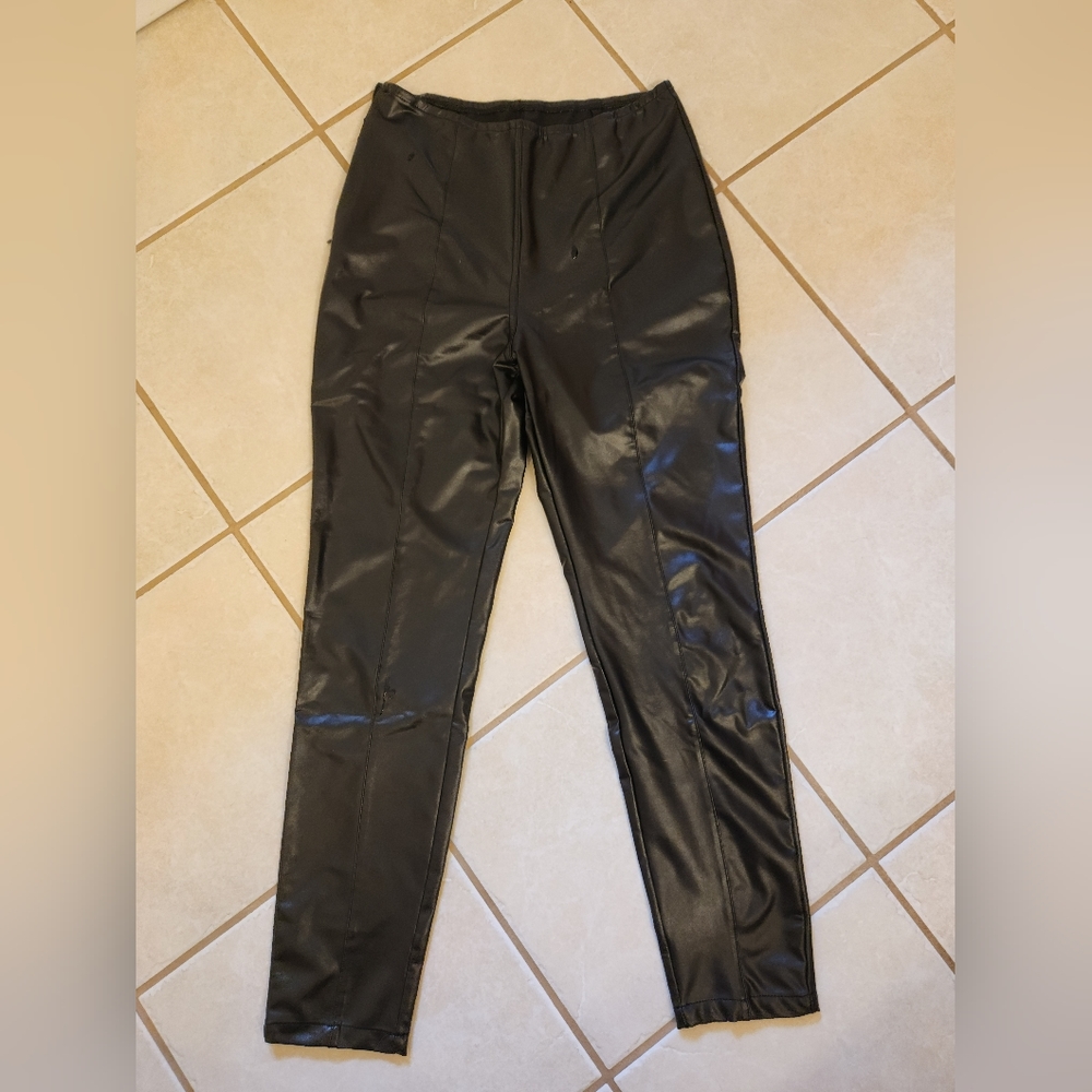 Black high wasted fake leather pants size small